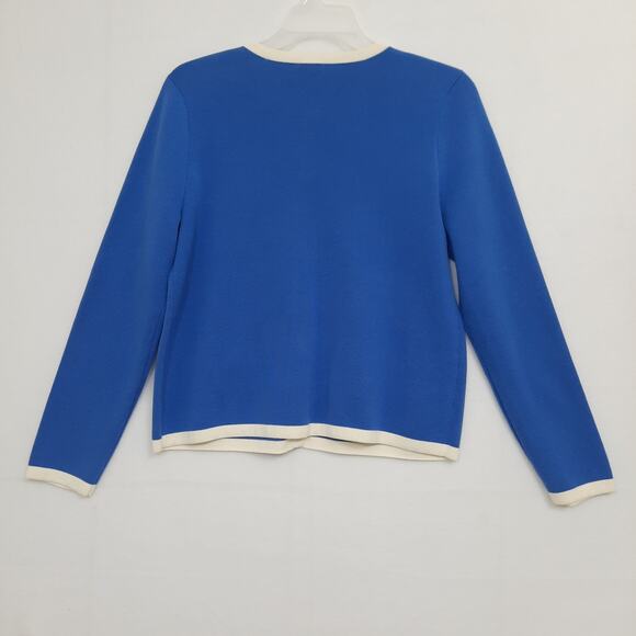 Talbots Grace Cardigan Blue Sz Large Classic Lady Like Button Front Sweater - Picture 8 of 11